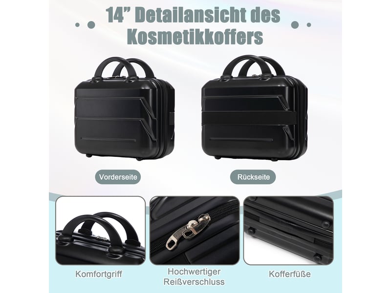  Set de 2 valises rigides,1914 pouces,avec serrure à combinaison,abs,noir  - Conforama D