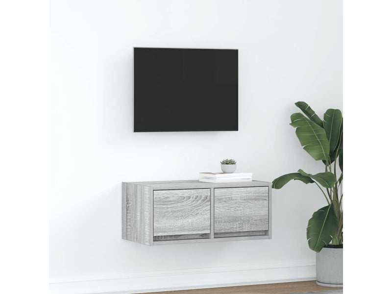  Meuble tv - banc tv - meuble de rangement sonoma gris 60x31x25,5 cm bois d'ingénierie  - Conforama B