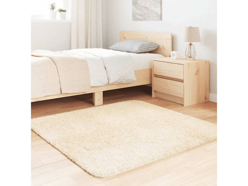  Tapis shaggy à poils longs navarra crème 120x120cm polyester - comfortxl 4102863 - Conforama C