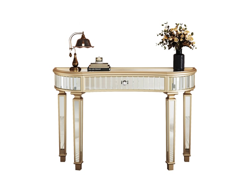 Table basse 120 x 38 cm en verre et mdf doré et argenté - Conforama A