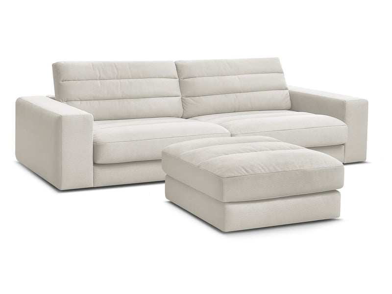  Bobochic canapé droit fixe 3 places sierra velours avec pouf beige SIERRA - Conforama A