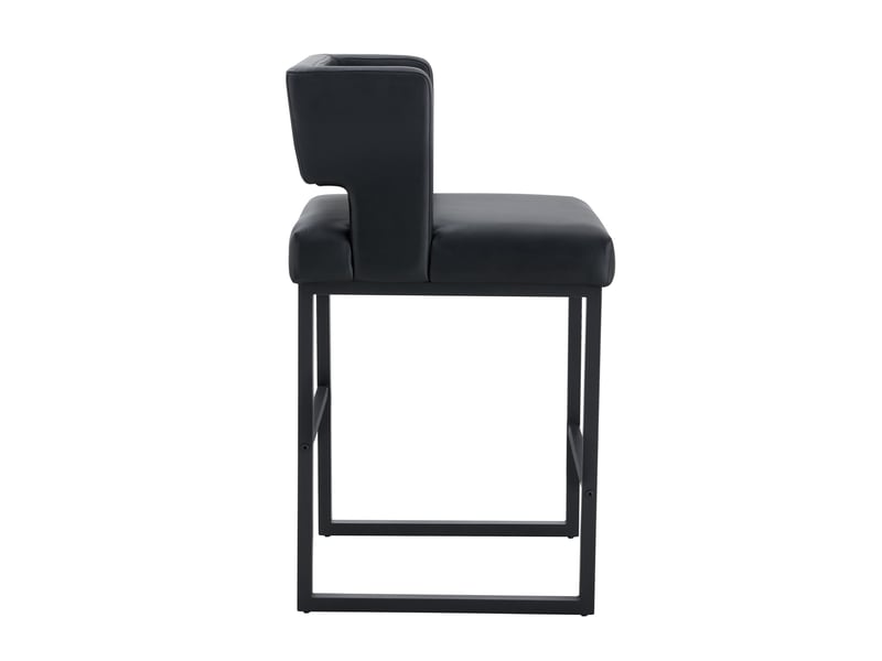  Lot de 2 tabourets de bar 53x48x91 cm, habillage en pu, teinte noire, piètement métallique, meuble de cuisine, chaises hautes à assise carrée  - Conforama D