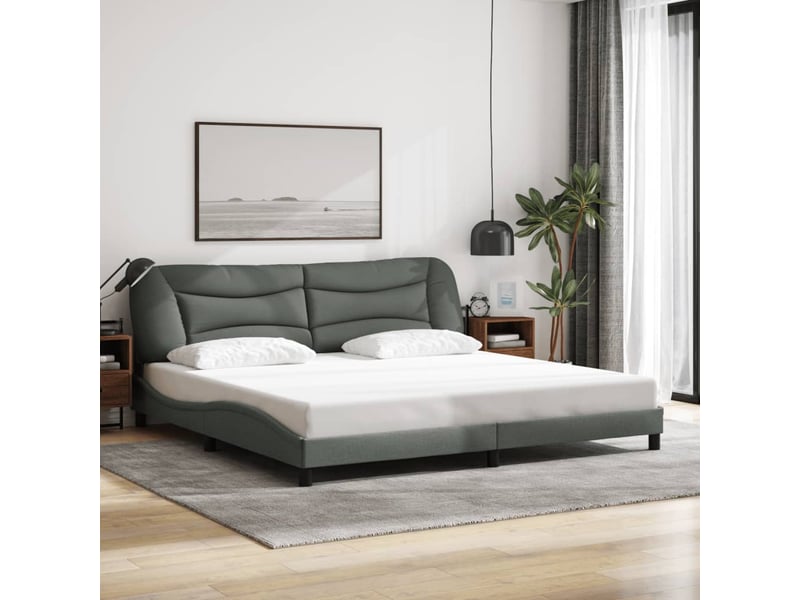  Lit double- lit adulte -  cadre de lit avec led sans matelas hvar gris foncé 200x200 cm tissu  - Conforama C