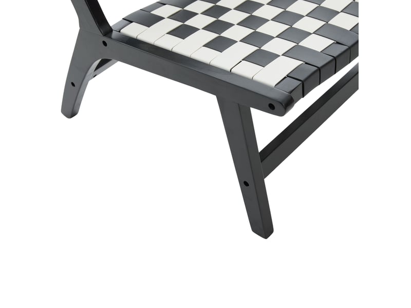 Fauteuil sans accoudoirs tressé 71x66x72 cm en pu noir et blanc - Conforama R