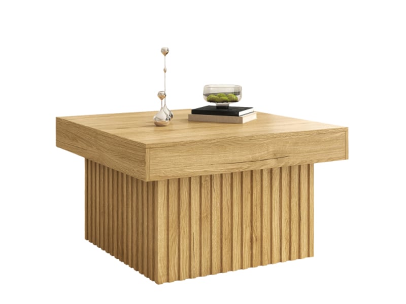  Table basse bois moderne - plateau bois et socle mdf - design contemporain, robuste et polyvalente - 79x79x46 cm  - Conforama A