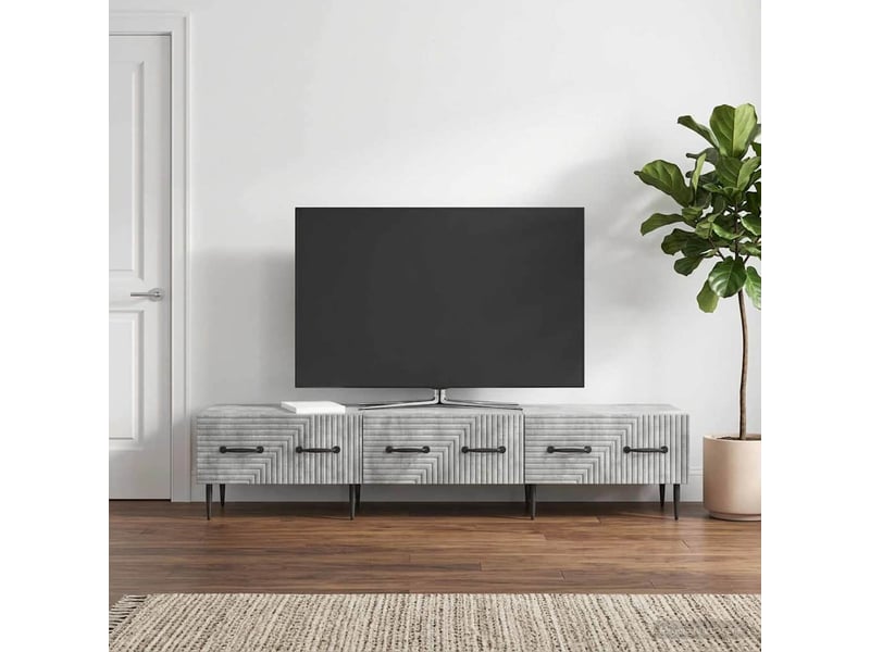  Meuble tv - banc tv - meuble de rangement gris béton 147 x 34,5 x 30 cm bois d'ingénierie  - Conforama B