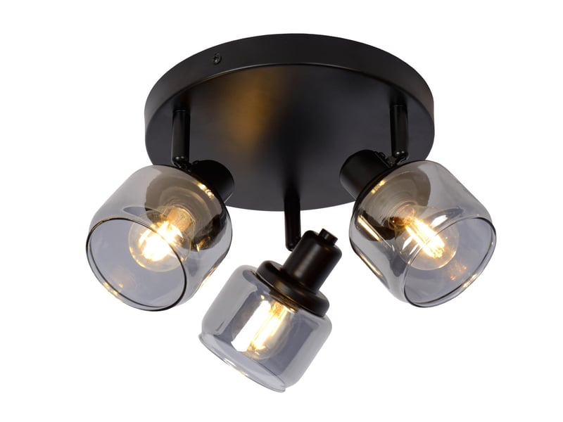 Spot plafond 3xe14 noir mat fumé - lucide - bjorn  - Conforama A