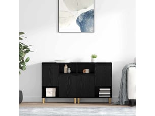 Buffet - bahut - meuble de rangements 2 pc chêne noir 60 x 35 x 70 cm bois d'ingénierie
