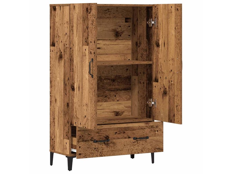  Buffet haut - bahut - meuble de rangement vieux bois 70x31x115 cm bois d'ingénierie  - Conforama D