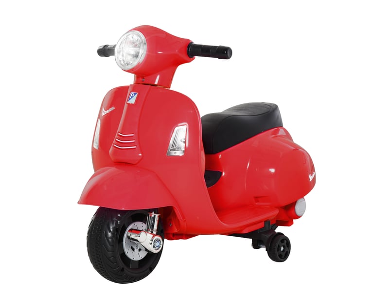  Moto électrique pour enfants de 18 à 36 mois avec licence vespa officielle, phares et klaxon, 66,5 x 38 x 52 cm, rouge  - Conforama A