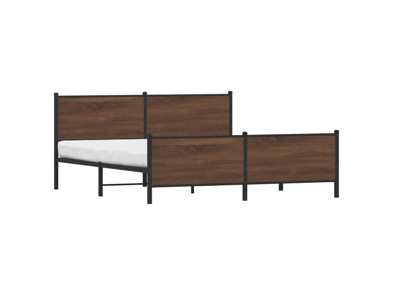  Lit double- lit adulte -  cadre de lit en métal sans matelas chêne marron 200x200 cm  - Conforama B
