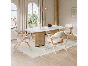 Chaises de salle à manger lot de 4 pliantes avec accoudoirs  - bois massif, lin - beige