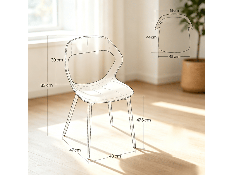  Lot de 4 chaises de salle à manger sans accoudoirs en polypropylène et métal blanc  - Conforama E