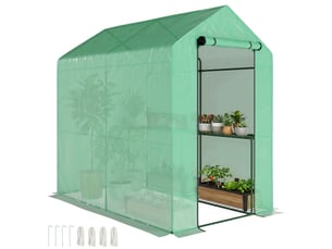 Serre de jardin pe étagère 2 niveaux, serre de balcon, bâche renforcée 140 gm², châssis en acier, 186x120x190cm, vert