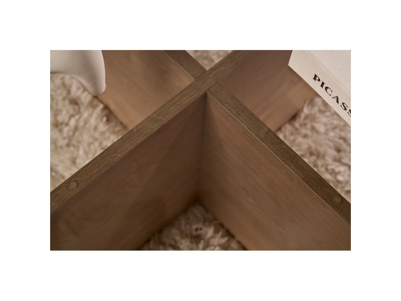  Table basse de salon en verre trempé et bois mdf mélaminé chêne saphir et fumé 75 x 75 x 35 cm  - Conforama E