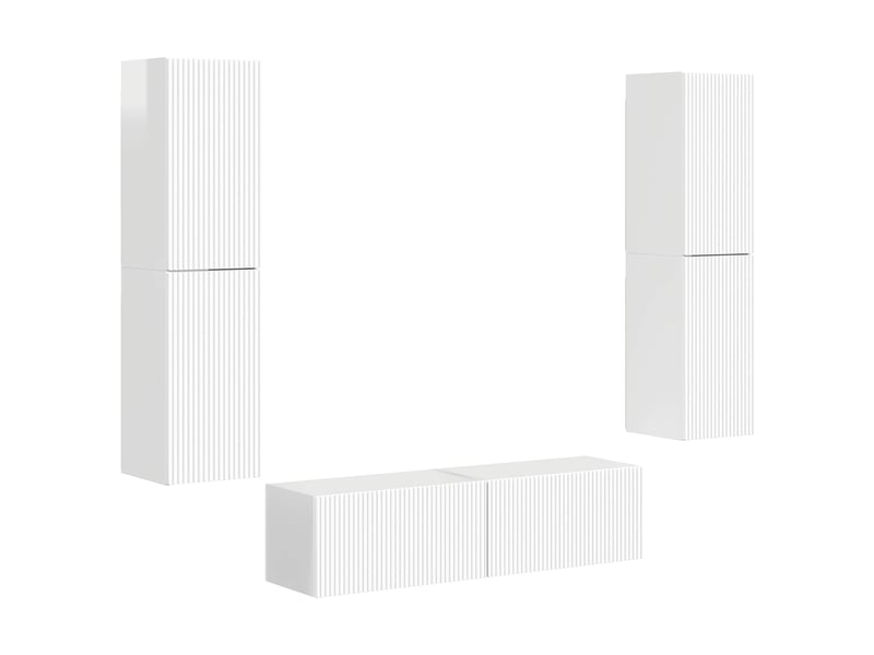  Ensemble meuble tv - banc tv - meuble de rangement 6 pcs blanc brillant bois d'ingénierie  - Conforama A