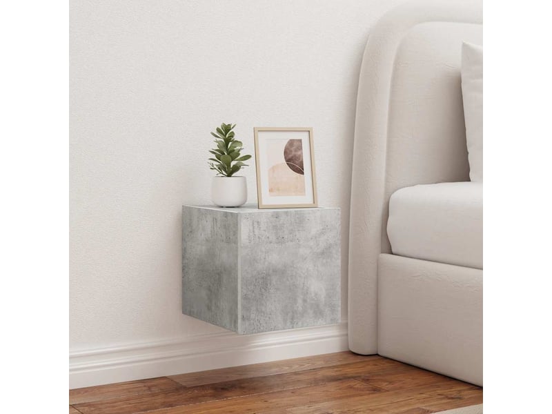  Meuble tv - banc tv - meuble de rangement mural avec lumières led gris béton 30,5x35x30 cm  - Conforama B