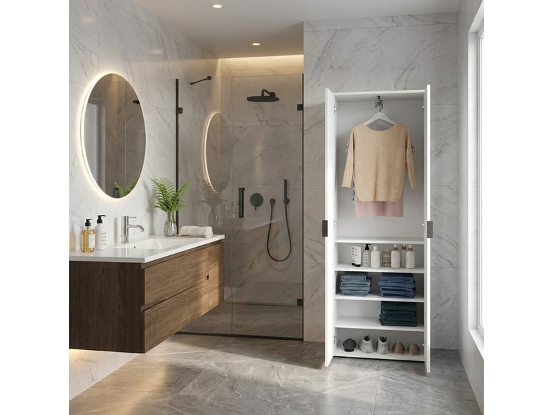  Armoire gain de place 2 portes avec étagères et penderie extractible jolly  - Conforama B