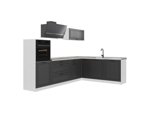Vicco cuisine en angle, anthracite campagneblanc, 287 x cm plan de travail marbre