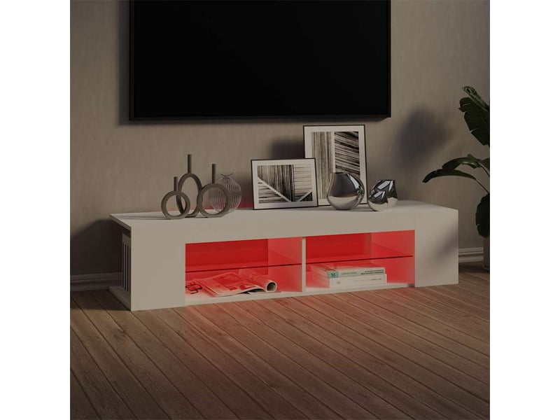  Meuble tv - banc tv - meuble de rangement avec lumières led blanc 135x39x30 cm  - Conforama E