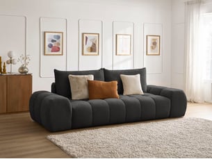 Canapé droit fixe BOBOCHIC EVEREST 3 places Tissu noir