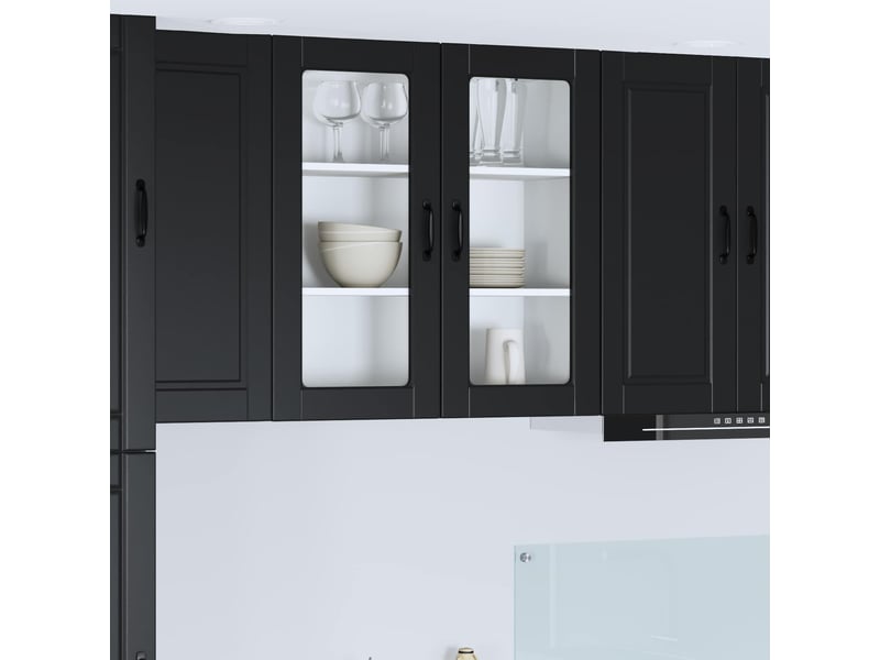  Meuble mural de cuisine, cabinet en verre mural noir 80x31x80cm shl6248  - Conforama B