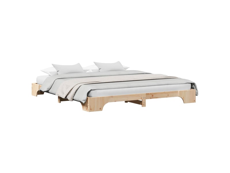  Lit double- lit adulte -  cadre de lit naturel 200 x 200 cm pin massif  - Conforama A