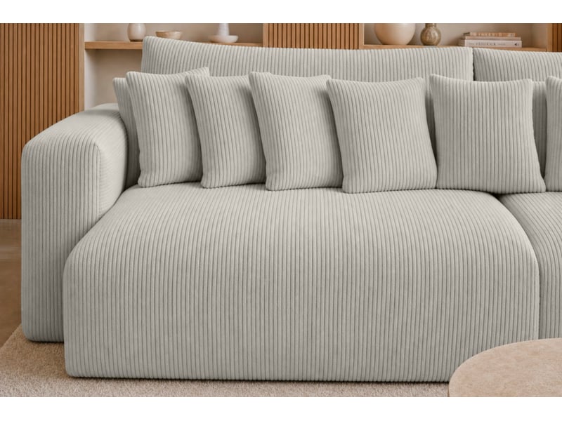  Suzie - canapé droit convertible petit velours côtelé 4 places blanc  - Conforama E