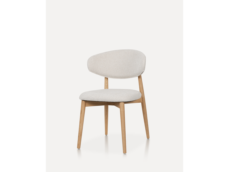  Chaise de salle à manger - chaise en bois daisy naturel blanc cassé, 54 x 54.5 x 82 cm, tissu, mousse, bois massif  - Conforama R