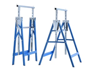 Paire de tréteaux de chantier réglables 68 x 58 x 80-130 cm bleu acier, charge 200 kg, pliables