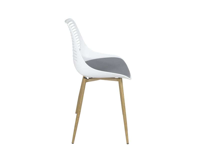 Lot de 2 chaises de cuisine vintage geos avec dossier ajouré, assise rembourrée blanc et gris  - Conforama D