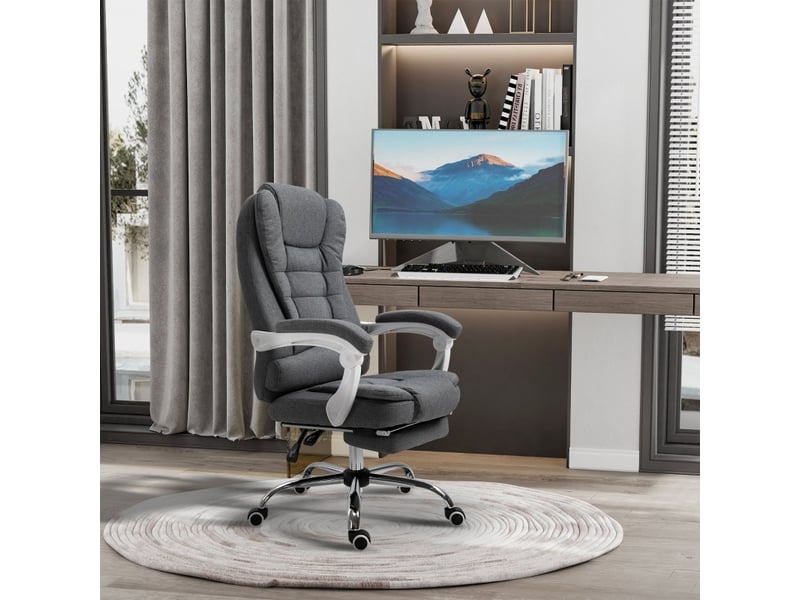  Chaise de bureau perys fauteuil direction repose-pieds dossier réglable gris  - Conforama C