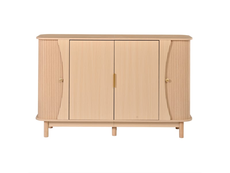  Buffet de rangement 140x40x88 cm, meuble salon, portes coulissantes, rangements ajustables, bords arrondis, mdf naturel  - Conforama A
