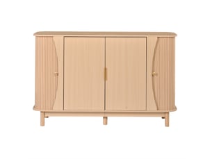 Buffet de rangement 140x40x88 cm, meuble salon, portes coulissantes, rangements ajustables, bords arrondis, mdf naturel