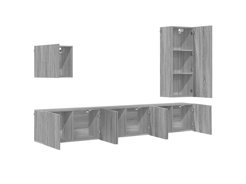  Meuble tv - unités murales tv 5 pcs sonoma gris bois d'ingénierie  - Conforama D