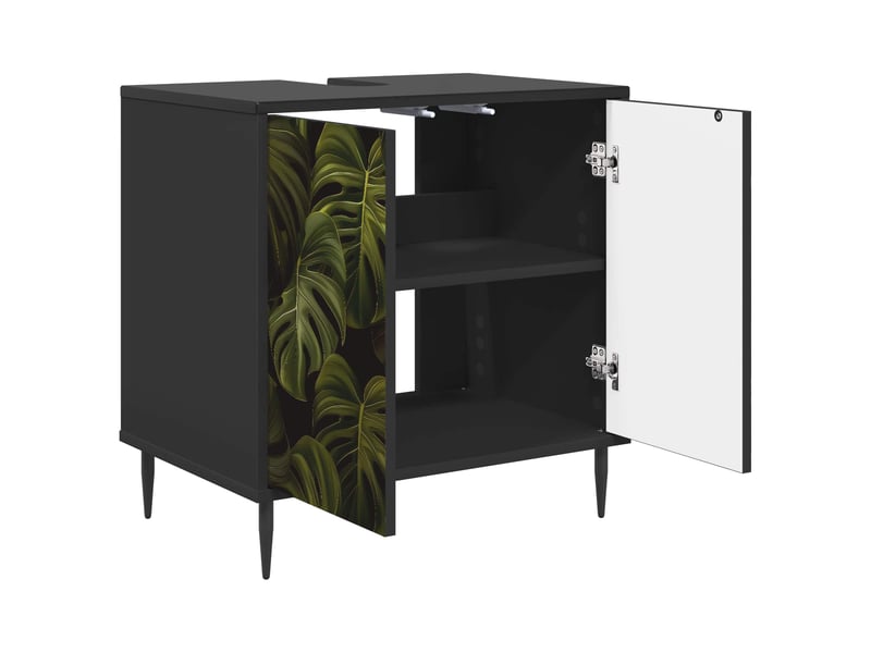  Armoire de salle de bain, meuble de rangement elburg chêne noir 60x40x61 cm  - Conforama D