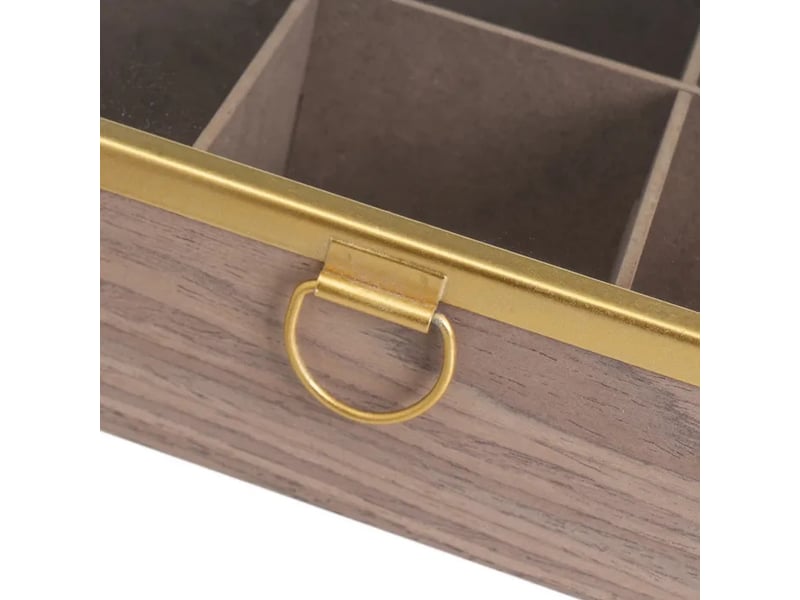  Lot de 2 boîte de rangement vitrée multifonctions à 6 compartiments en mdf effet bois - longueur 24 x profondeur 16 x hauteur 7 cm  - Conforama E