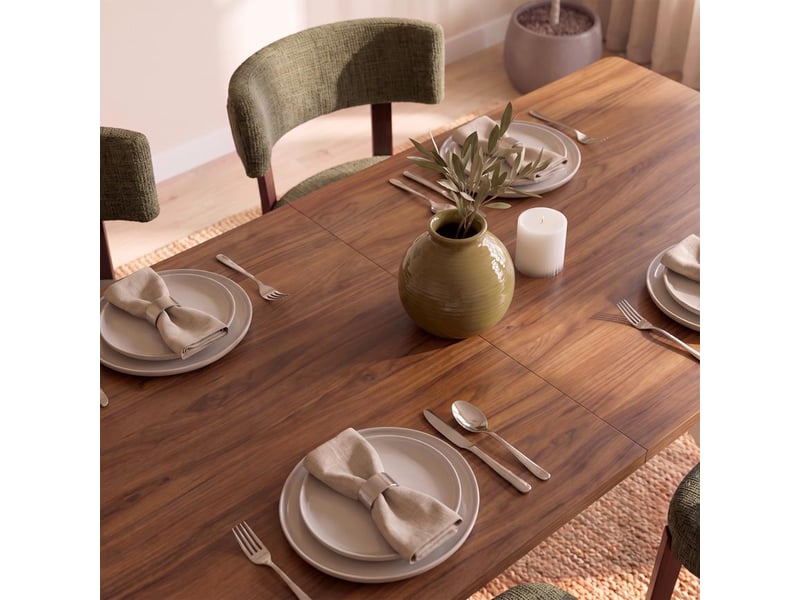  Table à manger 160cm pieds métal beige et plateau finition noyer andrea ANDREA - Conforama D