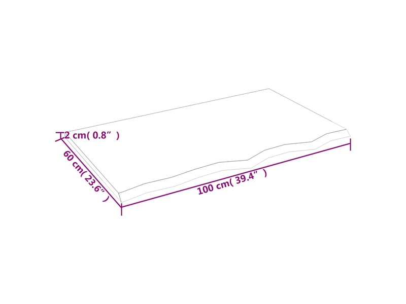  Comptoir de salle de bain, plan de travail 100x60x2 cm bois massif non traité cf65712  - Conforama E