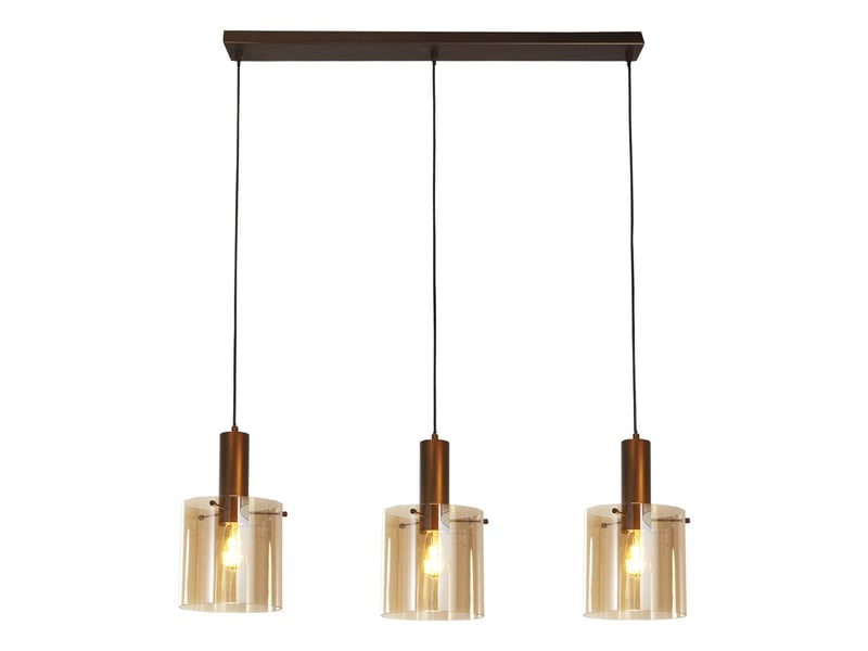  Searchlight sweden suspension à 3 lampes, verre moka et ambré, 3 douilles e27  - Conforama A