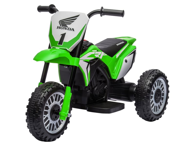 Moto électrique honda crf450rl sous licence pour enfants, vitesse de 3 kmh, klaxon et son de démarrage, 71 x 40,5 x 43,5 cm, verte - Conforama B