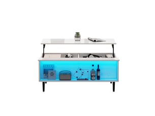 Table basse rectangulaire coloris blanc MERAX table basse blanc - 50 cmx105 cm