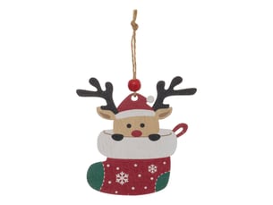 Décoration de sapin cadeau sur présentoir en bois esprit noël traditionnel
