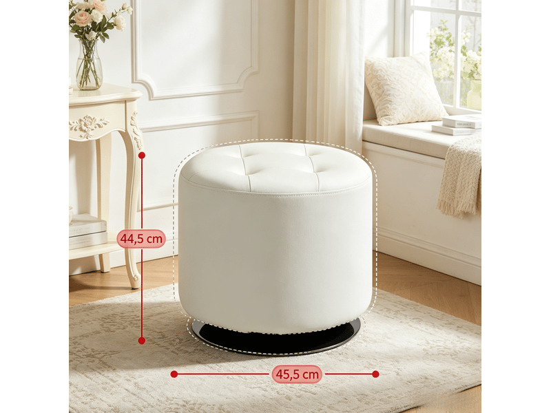  Repose-pieds pivotant rond 45,5x44,5 cm en polyuréthane (pu) blanc  - Conforama E