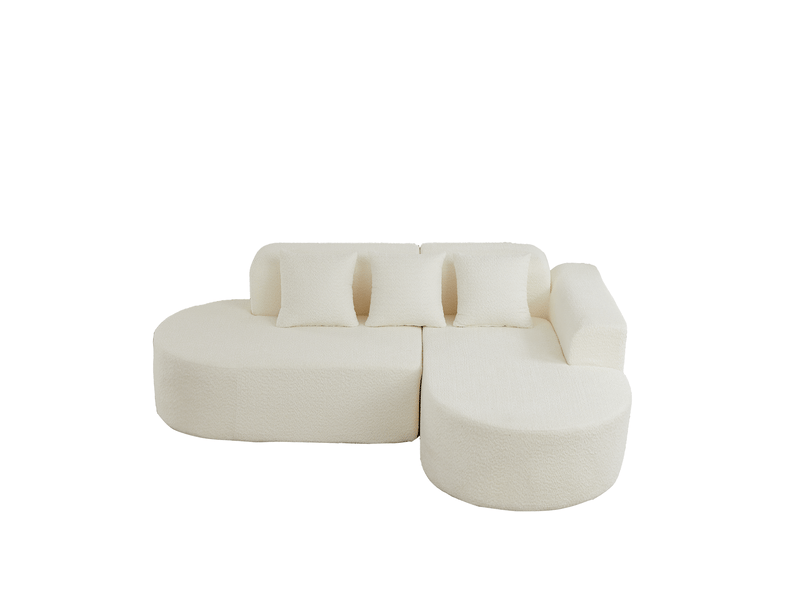  Canapé d’angle 3 places en tissu chenille crème  - Conforama E