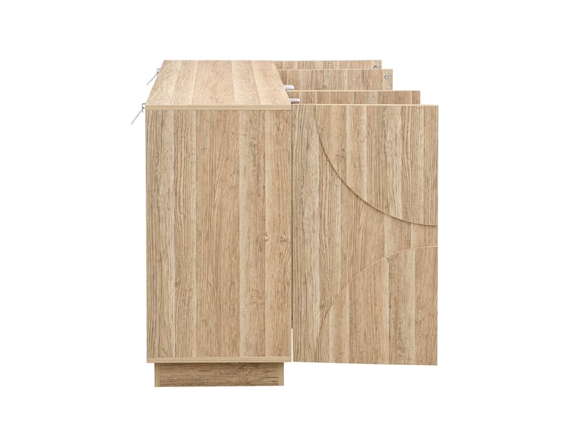  Buffet rangement cuisine moderne 160x40x80 cm avec portes et étagères intérieures panneau de particules naturel  - Conforama D