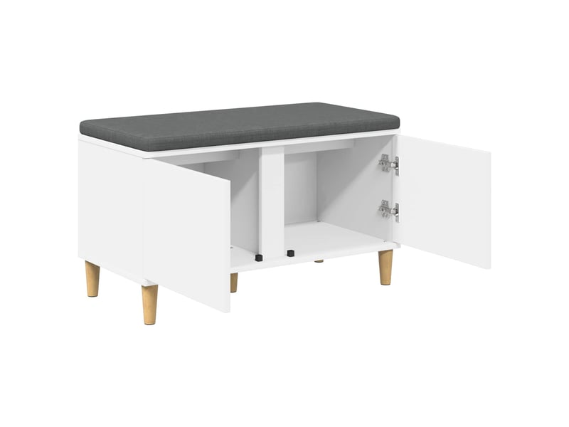  Banc d'entrée blanc 80x38x46 cm bois ingénierie et tissu shl70355  - Conforama E