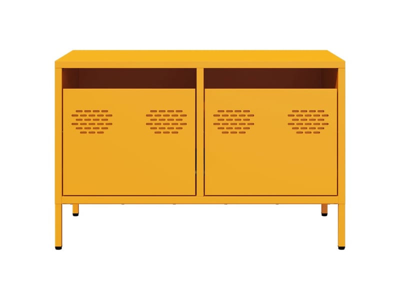  Meuble tv - banc tv - meuble de rangement jaune moutarde 68x39x43,5 cm acier laminé à froid  - Conforama D