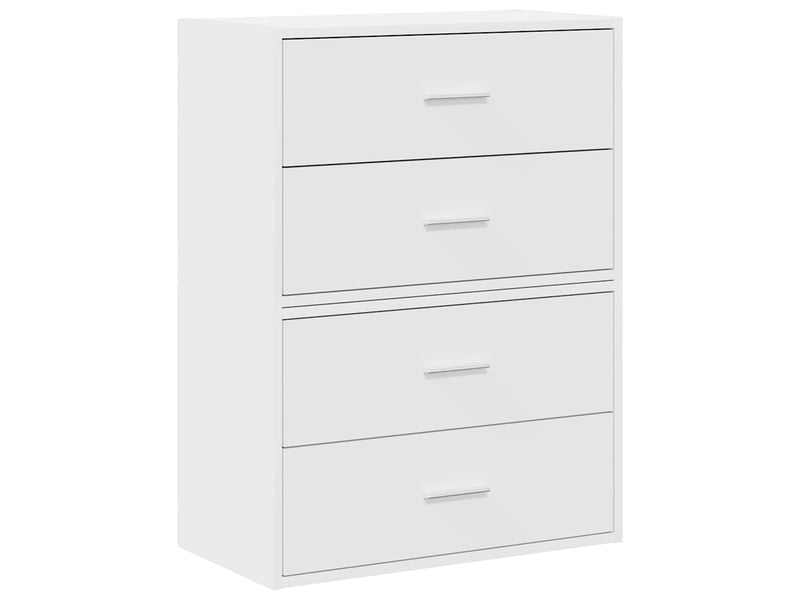 Lot de 2 armoire à tiroirs, commode avec 4 tiroirs blanc 60x31x40cm bois d'ingénierie  - Conforama A