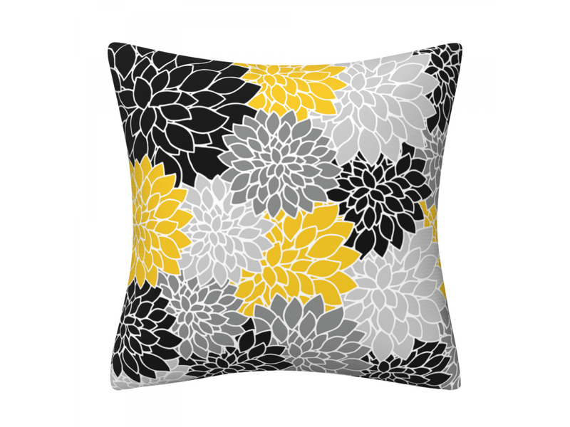  Lot de 4 housse de coussin - 4 pièces housse de coussin décoratif 45 x 45 cm souple durable taie d'oreiller carré avec motifs imprimés pour canapé lit maison salon chambre h, jaune  - Conforama E